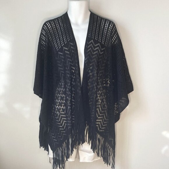 Britt's Knits NWT Black Knit Comfort Wrap Choc & cozy one size fits most - Picture 1 of 6